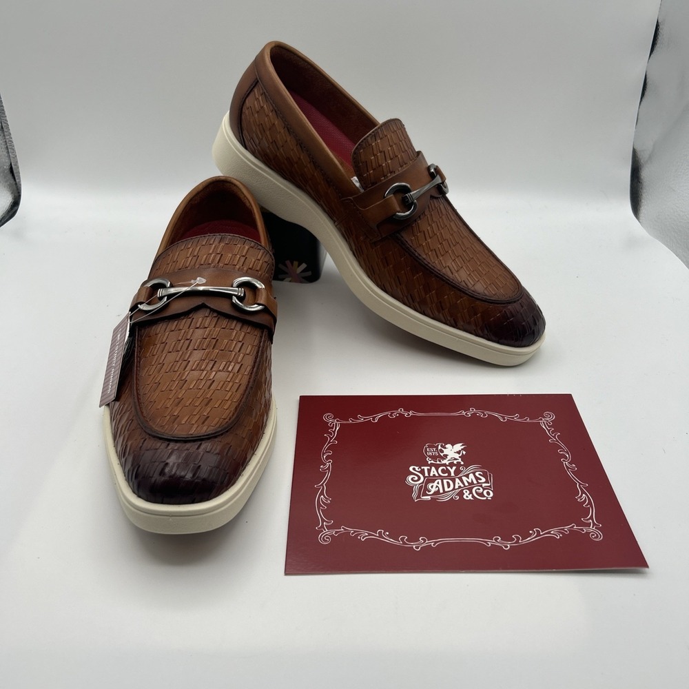 NEW Stacy Adams Men's Salyer Moc Toe Slip on Loafer, Tan size 7 M, (NIB)
